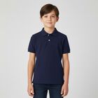 Boys Navy Cotton Polo Shirt, 4, hi-res