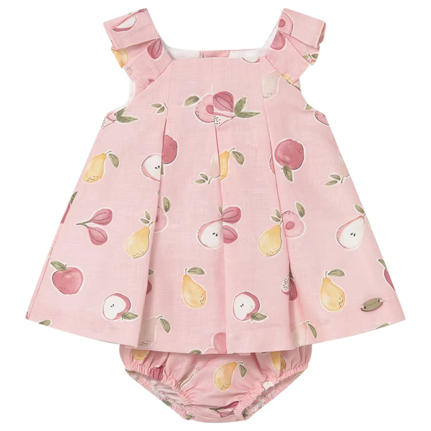 Baby Girls Pink Fruits Dress Set, 2, hi-res