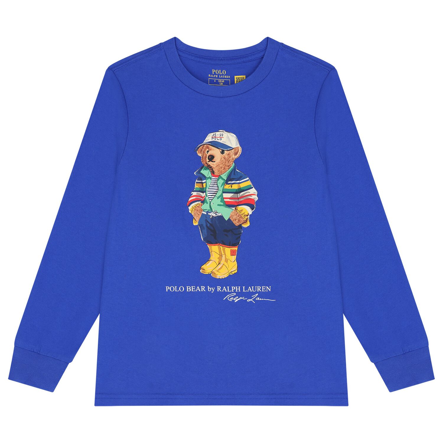 Boys Blue Polo Bear Long Sleeve Top, 1, hi-res image number null