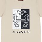 Boys Beige Logo T-Shirt, 1, hi-res