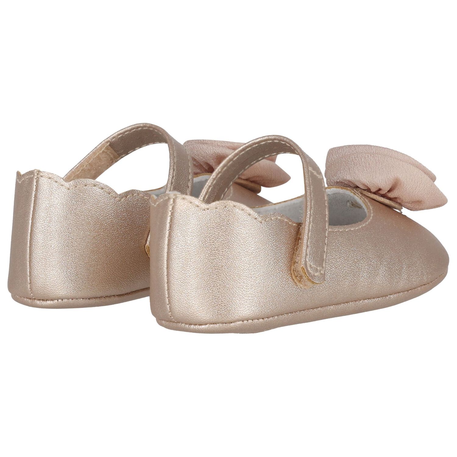 Baby Girls Gold Flower Pre Walker Shoes, 4, hi-res
