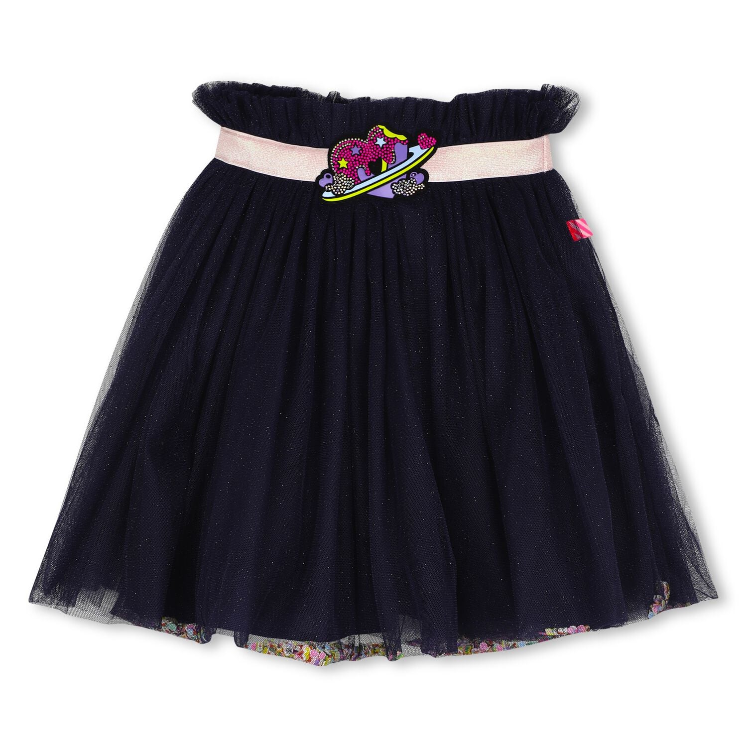 Girls Navy Blue Glitter Tulle Skirt, 1, hi-res