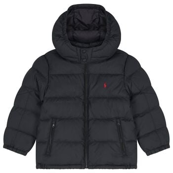 Boys Black Logo Puffer Jacket