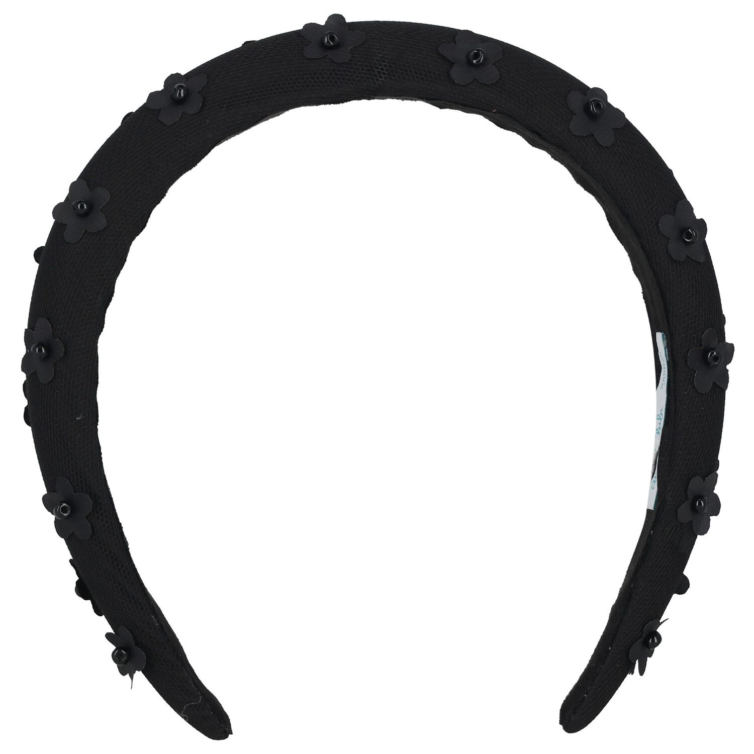 Girls Black Floral Tulle Headband, 1, hi-res