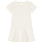 Girls Ivory Floral Logo Dress, 1, hi-res