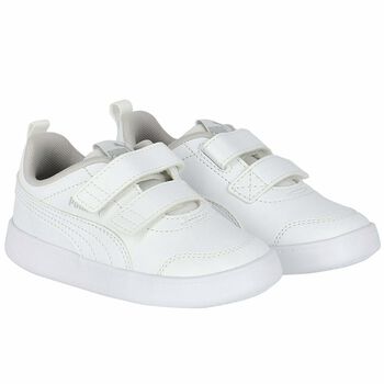 حذاء رياضي بالشعار باللون الأبيض للبنات