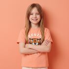 Girls Orange Tiger Logo T-Shirt, 1, hi-res