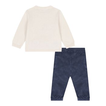 Baby Boys Ivory & Blue Trousers Set