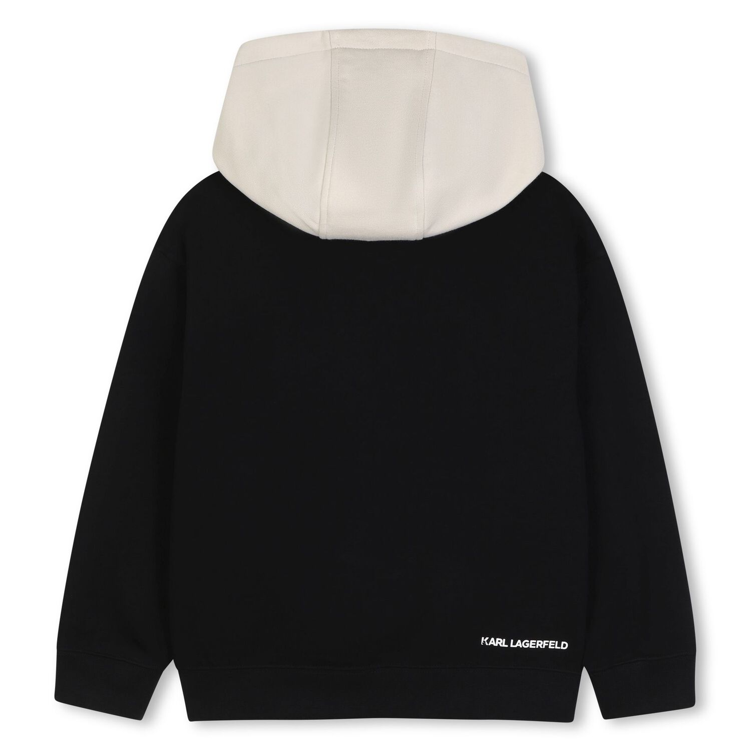 Boys Beige & Black Logo Hooded Top, 1, hi-res