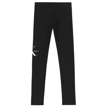 Girls Black Logo Leggings