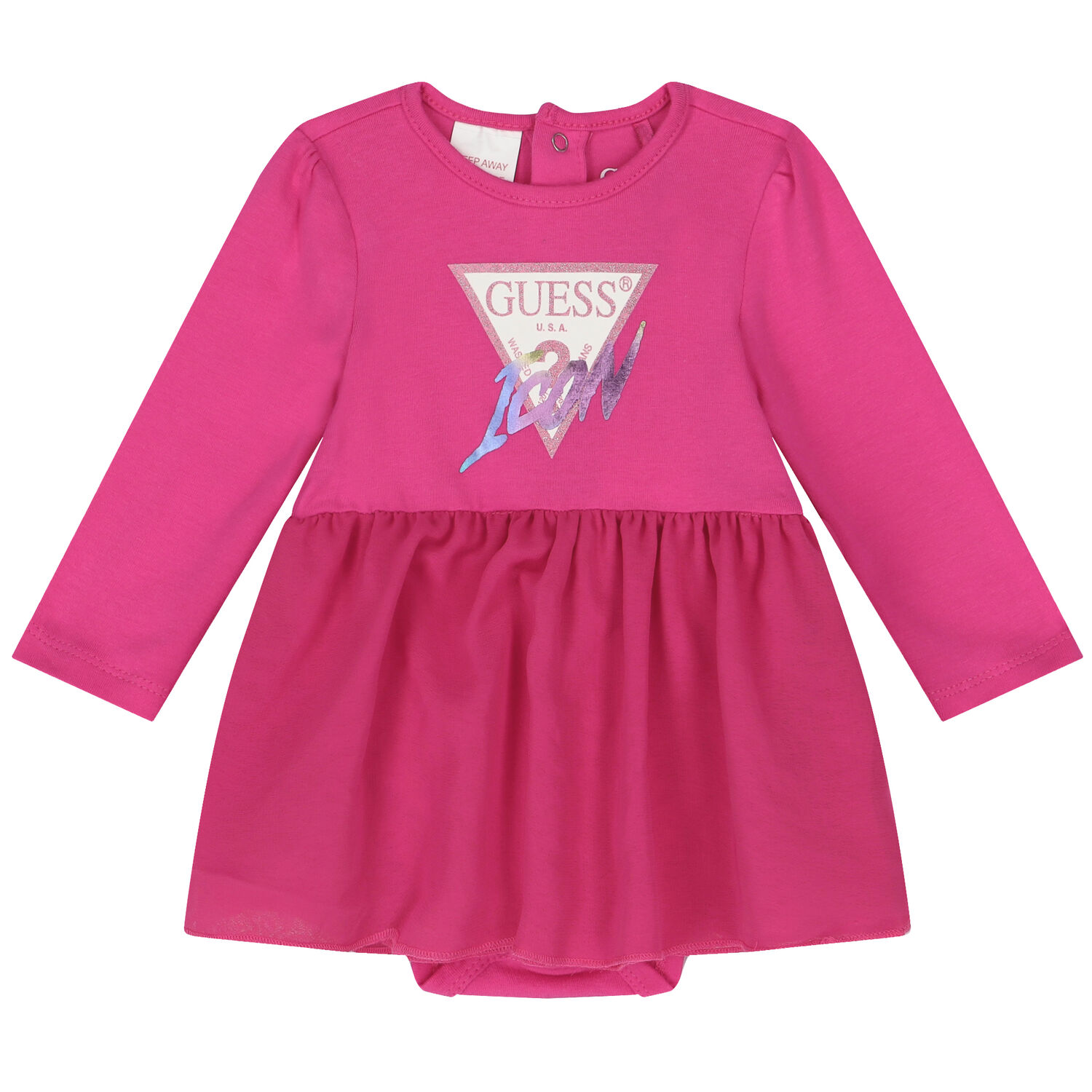 Baby Girls Pink Logo Bodysuit Dress, 2, hi-res