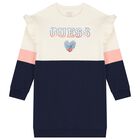 Girls Ivory Ruffled Sweatshirt Dress, 1, hi-res