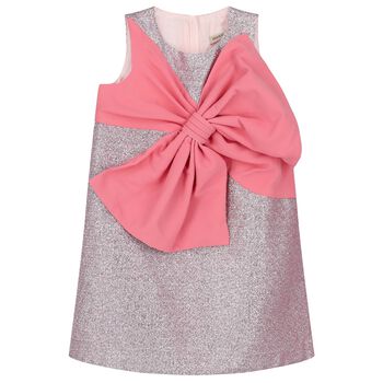 Girls Pink Glitters & Bow Dress