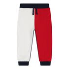 Baby Boys White, Red & Navy Blue Joggers, 1, hi-res