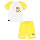 Boys White & Yellow Minions Shorts Set, 1, hi-res