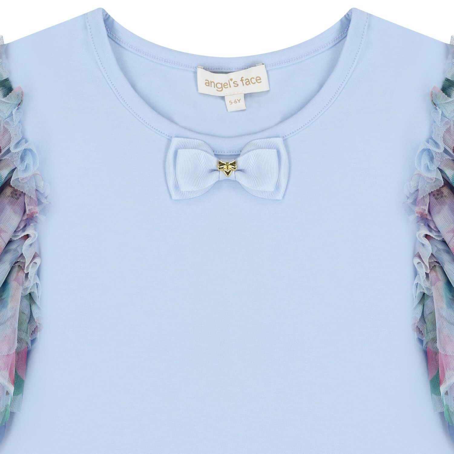 Girls Blue Floral Tulle Top, 1, hi-res