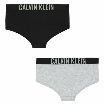 Girls Grey & Black Knickers (2 Pack)