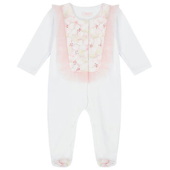 Baby Girls White Floral Babygrow