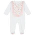 Baby Girls White Floral Babygrow, 1, hi-res