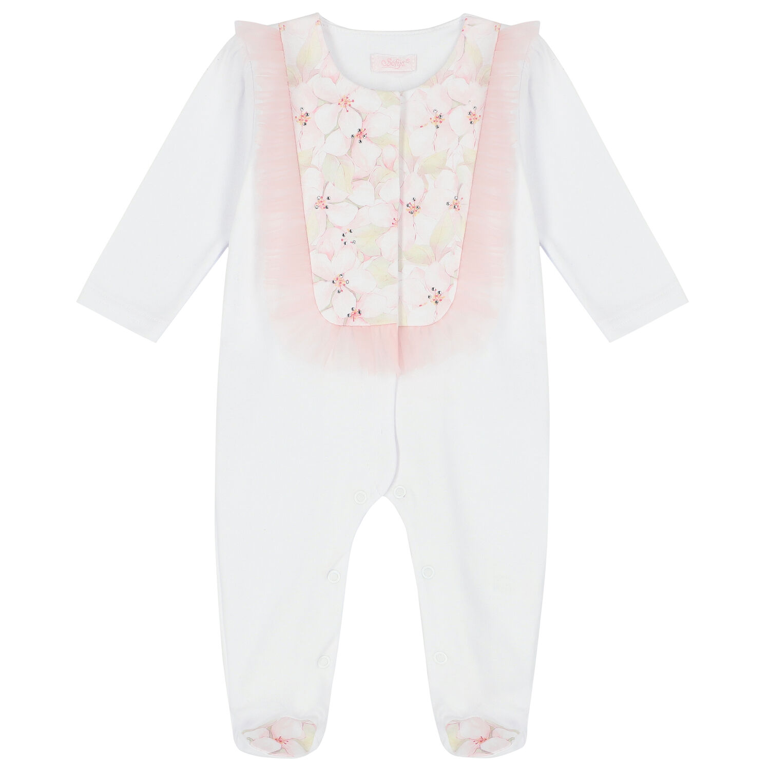 Baby Girls White Floral Babygrow, 1, hi-res image number null