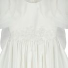 Girls White 3D Rose Sleeve Tulle Dress, 1, hi-res