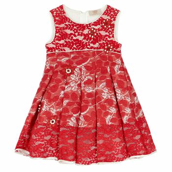 Girls Red Embellished Dress