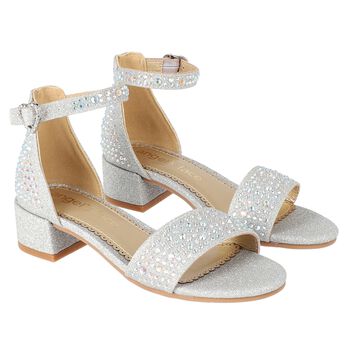 Girls Silver Embellished Sandals