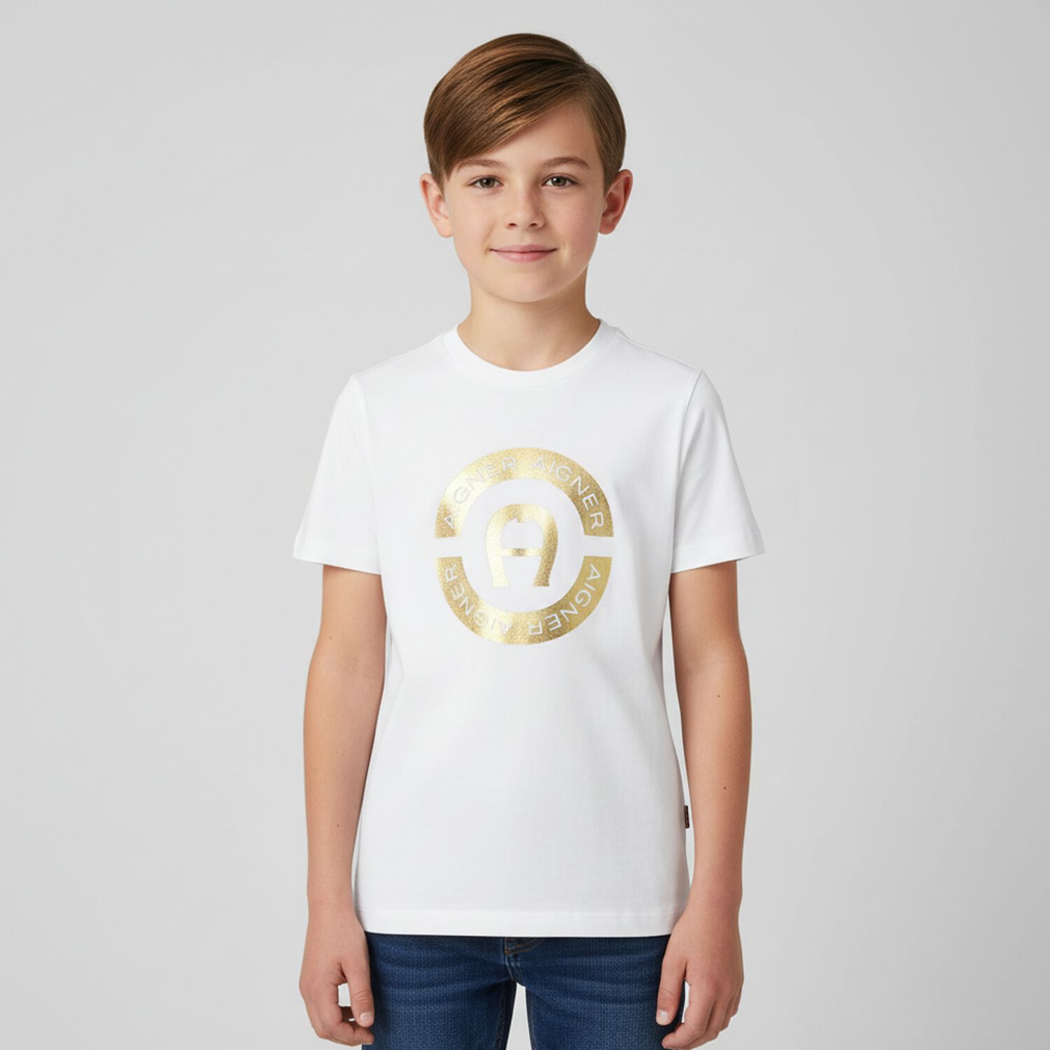 Boys White Logo T-Shirt, 1, hi-res image number null