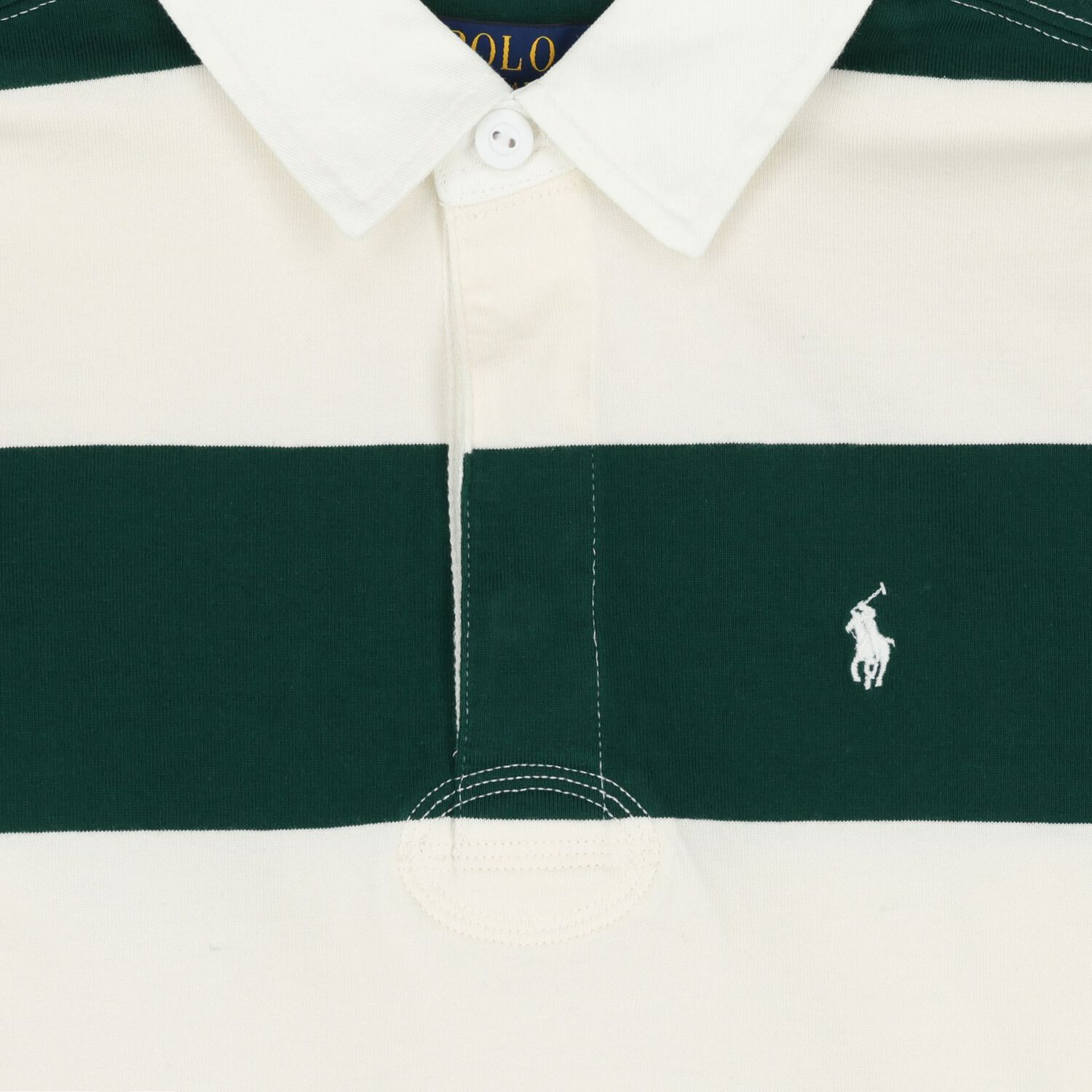 Boys Ivory & Green Striped Polo Shirt, 1, hi-res