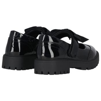 Girls Black Logo Patent Leather Shoes