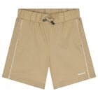 Boys Beige Logo Shorts, 2, hi-res