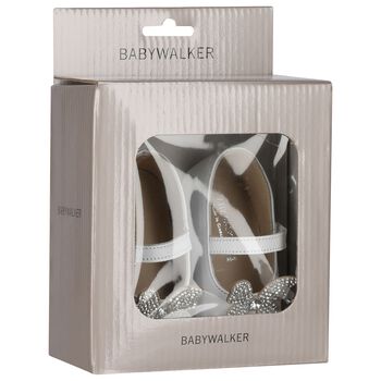 Baby Girls White Embellished Butterfly Shoes, 1 Baby Girls White Embellished Butterfly Shoes
