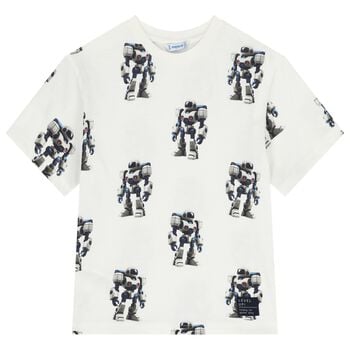 Boys Ivory Robot T-Shirt