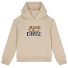Beige Teddy Bear Logo Hooded Top, 1, hi-res
