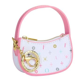 Girls White & Pink Mini Handbag Keychain ( 10CM )