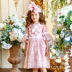 Girls Pink Embroidered Sequin Tulle Dress, 1, hi-res