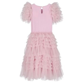Girls Pink & Black Bow Tulle Dress