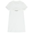 Girls White Logo Ribbed Dress, 1, hi-res