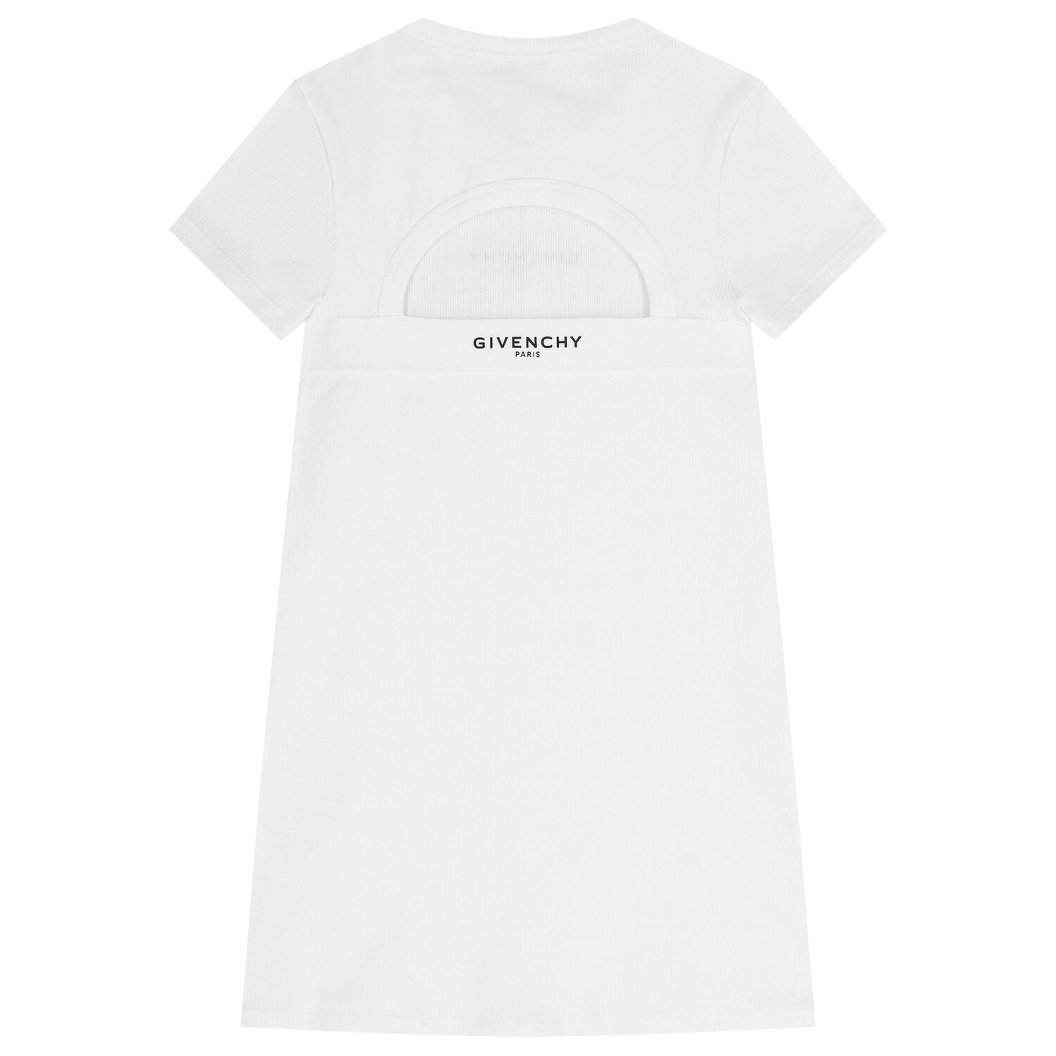 Girls White Logo Ribbed Dress, 1, hi-res