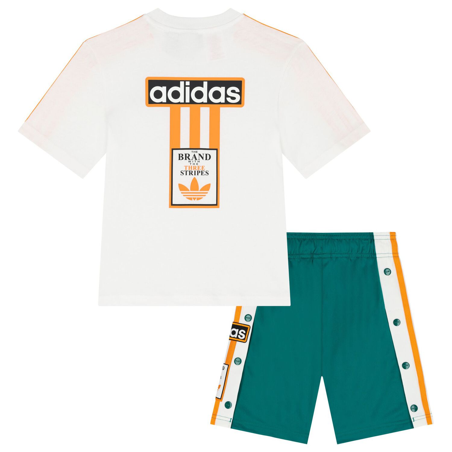 Boys White & Green Logo Shorts Set, 1, hi-res image number null