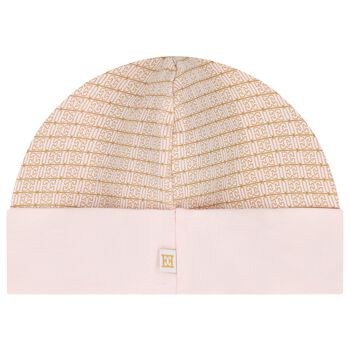 Baby Girls Pink & Beige Logo Hat