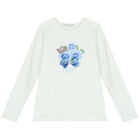 Girls White & Blue Floral Skirt Set, 1, hi-res