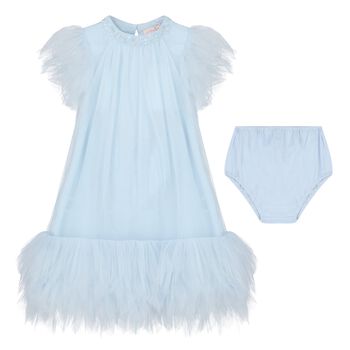 Baby Girls Blue Ruffled Tulle Dress Set