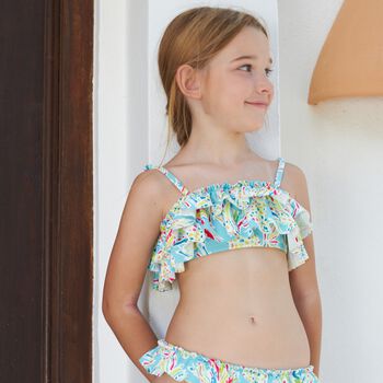 Girls Blue Pineapple Swimsuit