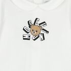White Teddy Bear Logo Babygrow Gift Set , 1, hi-res