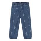 Baby Boys Denim Blue Logo Jeans, 1, hi-res
