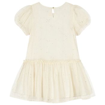 Girls Ivory & Gold Stars Chiffon Dress