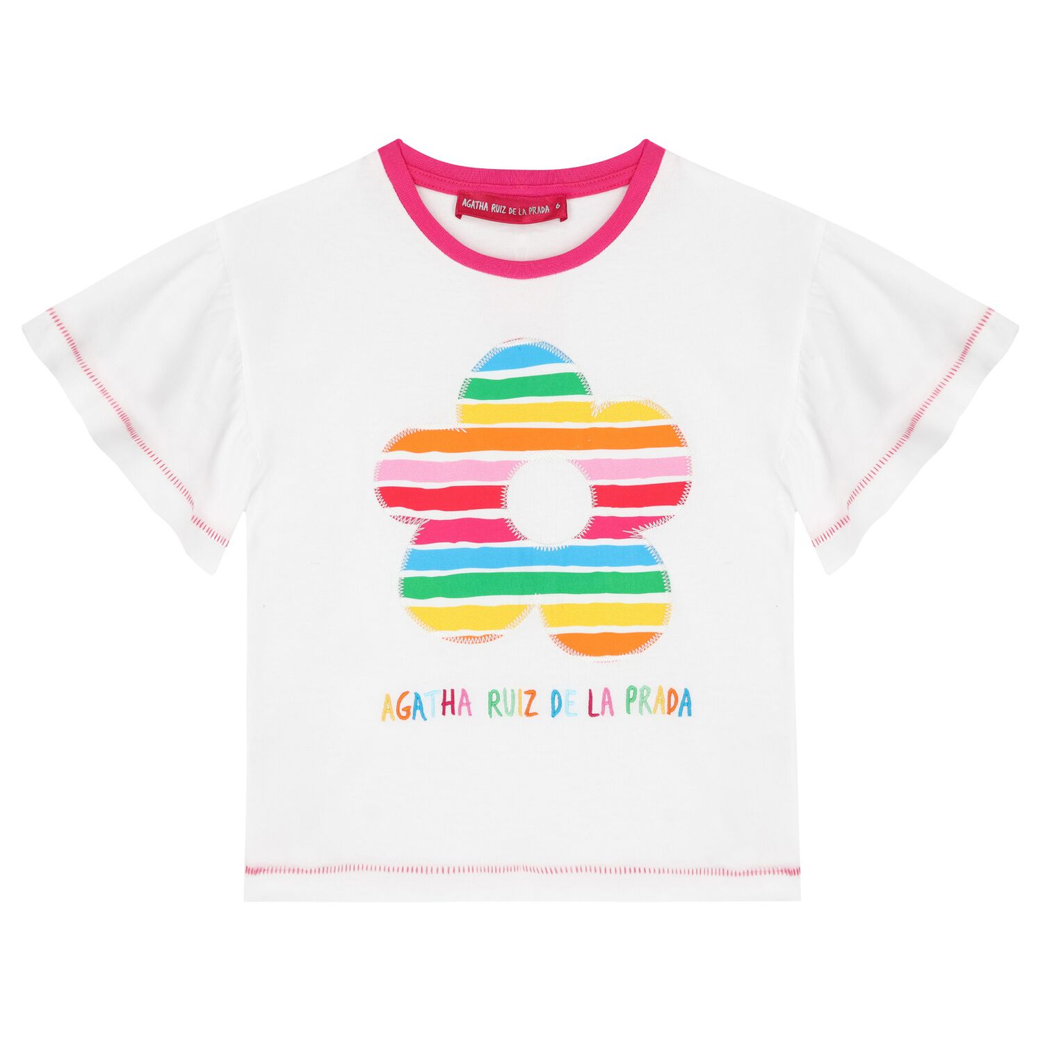 Girls White Flower T-Shirt, 1, hi-res image number null