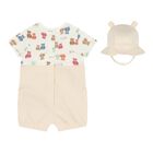 Baby Boys Ivory & Beige Romper Set, 1, hi-res