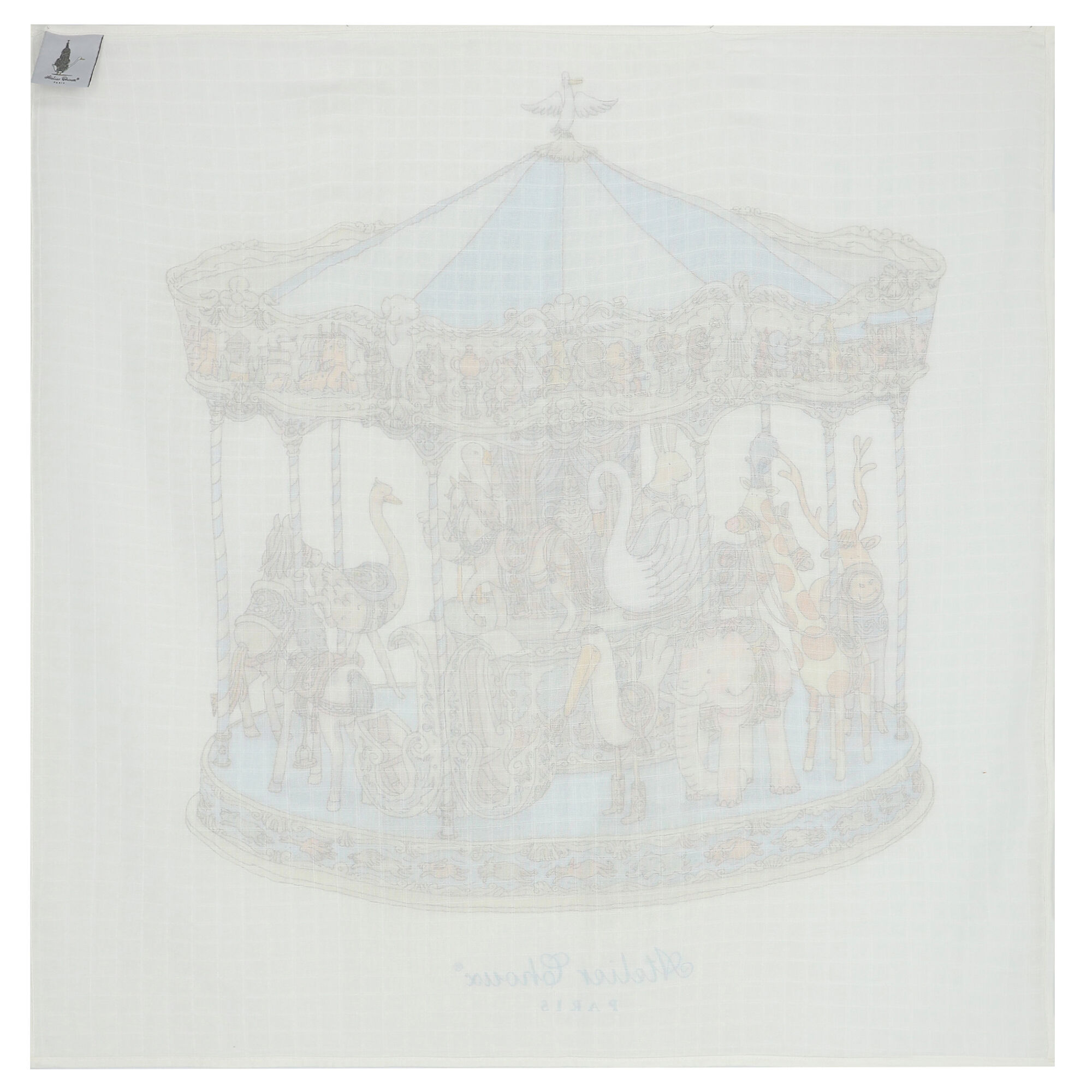 Atelier Choux illustration-print organic cotton blanket - White